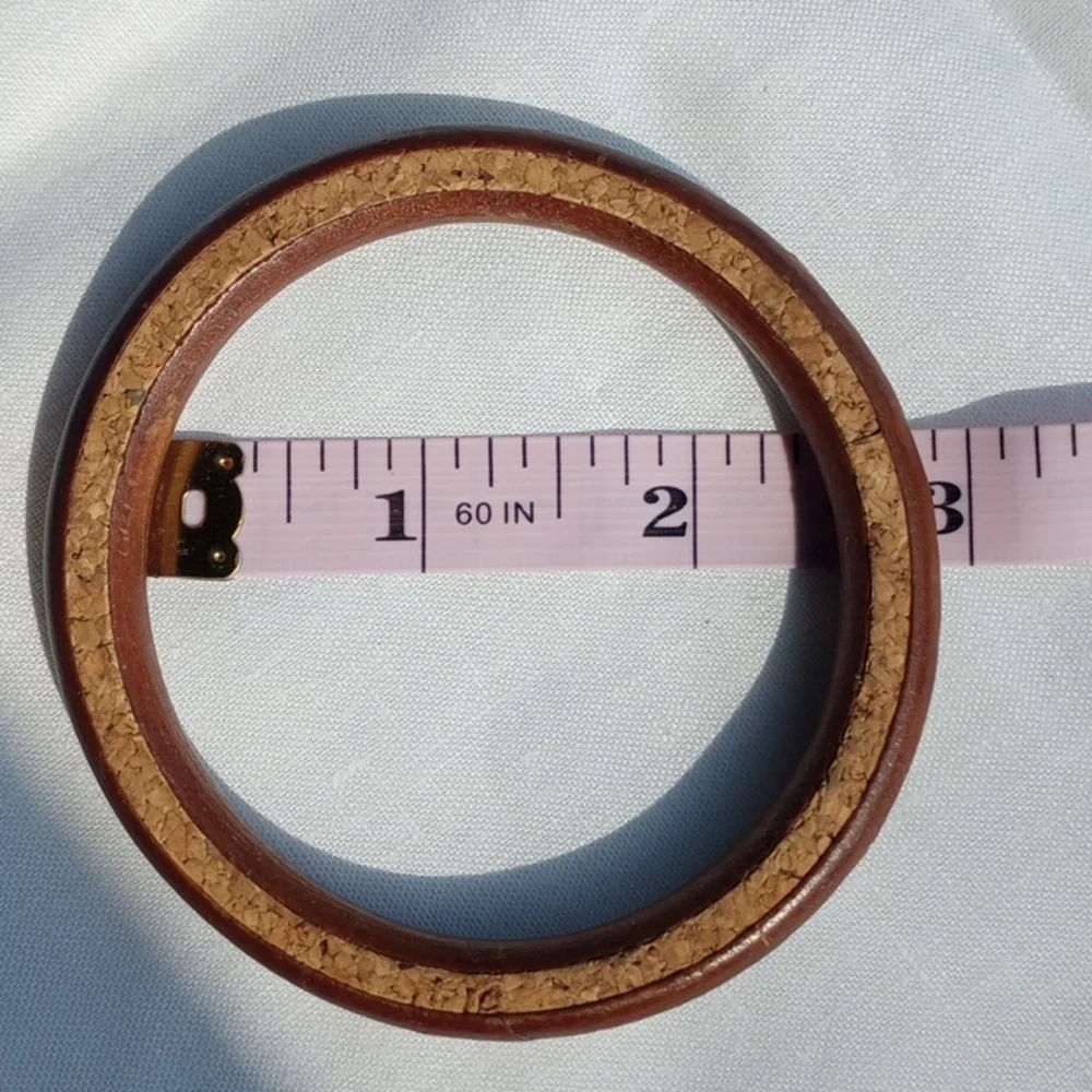 Vintage '70s cork inlay wood bangle
